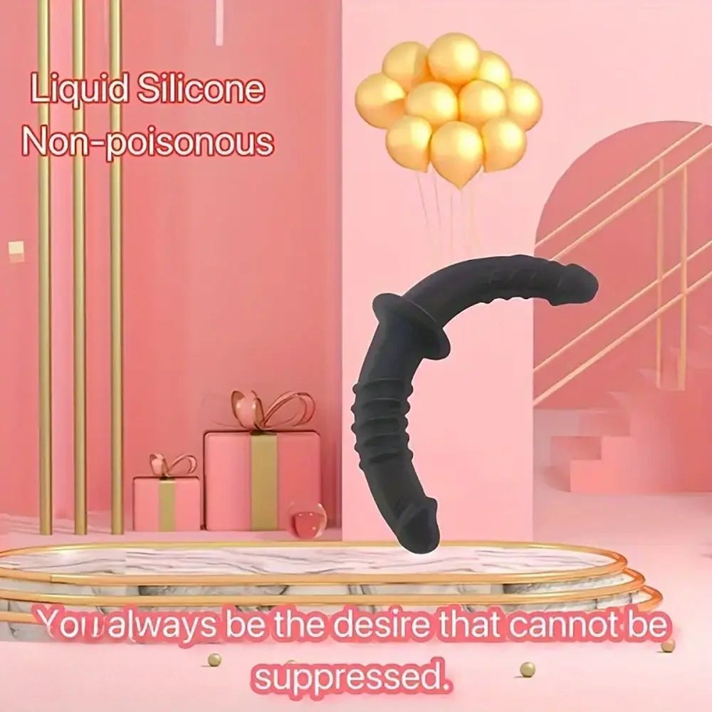 Silicone double ended dildo with suction cup base, photo 4