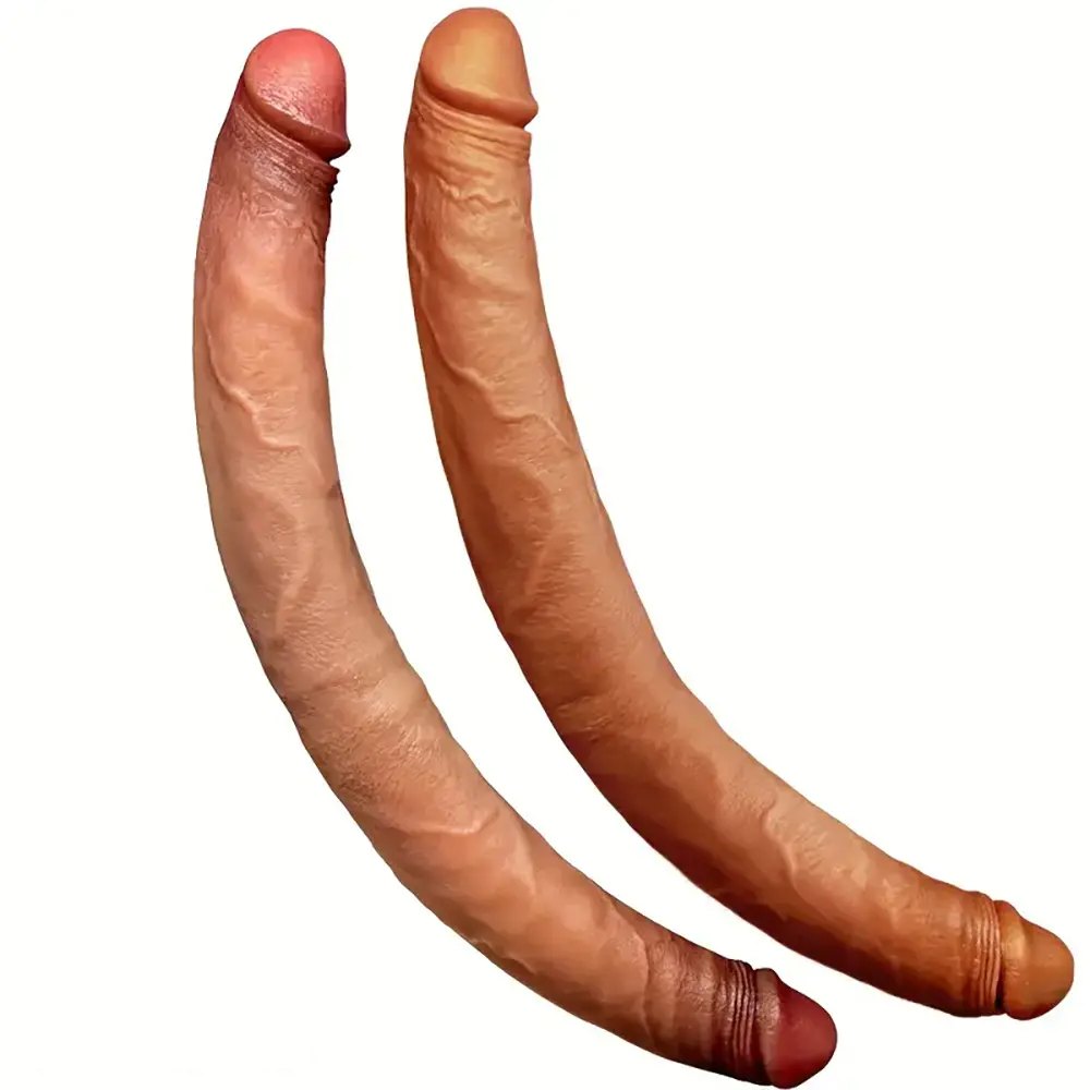 Double-ended silicone dildo with two insertable heads, photo 1
