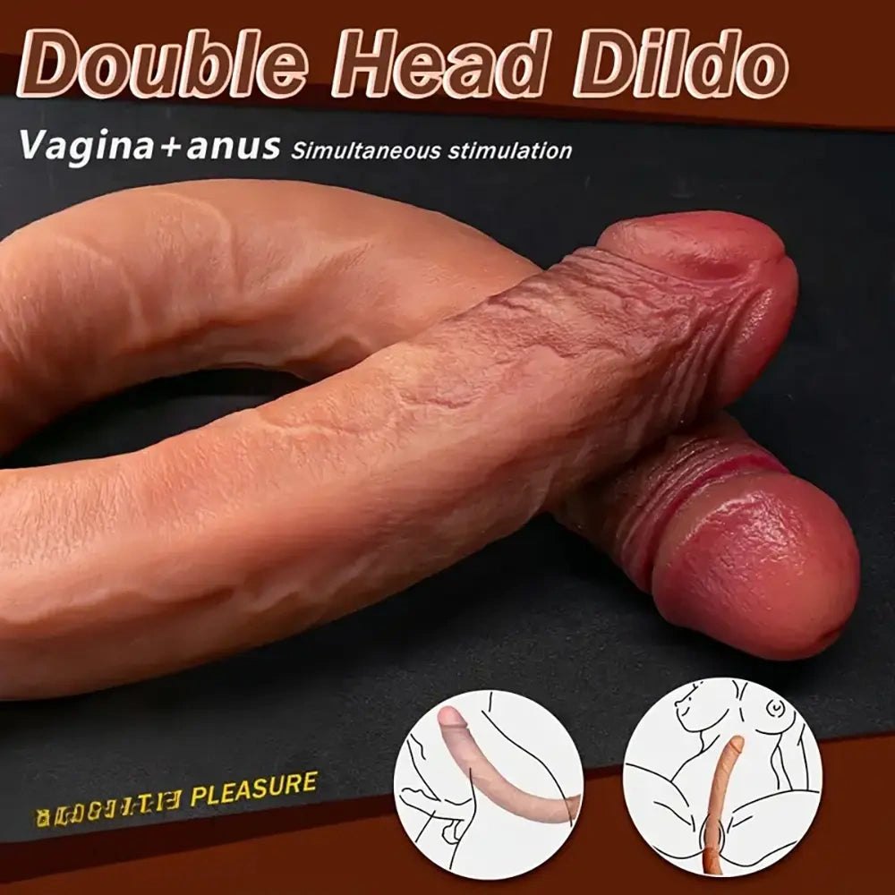 Double-ended silicone dildo with two insertable heads, photo 2