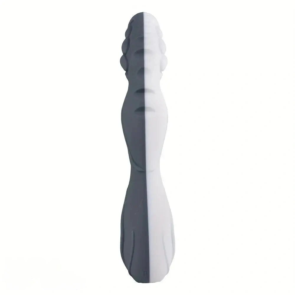 A silicone g-spot wand dildo with handle