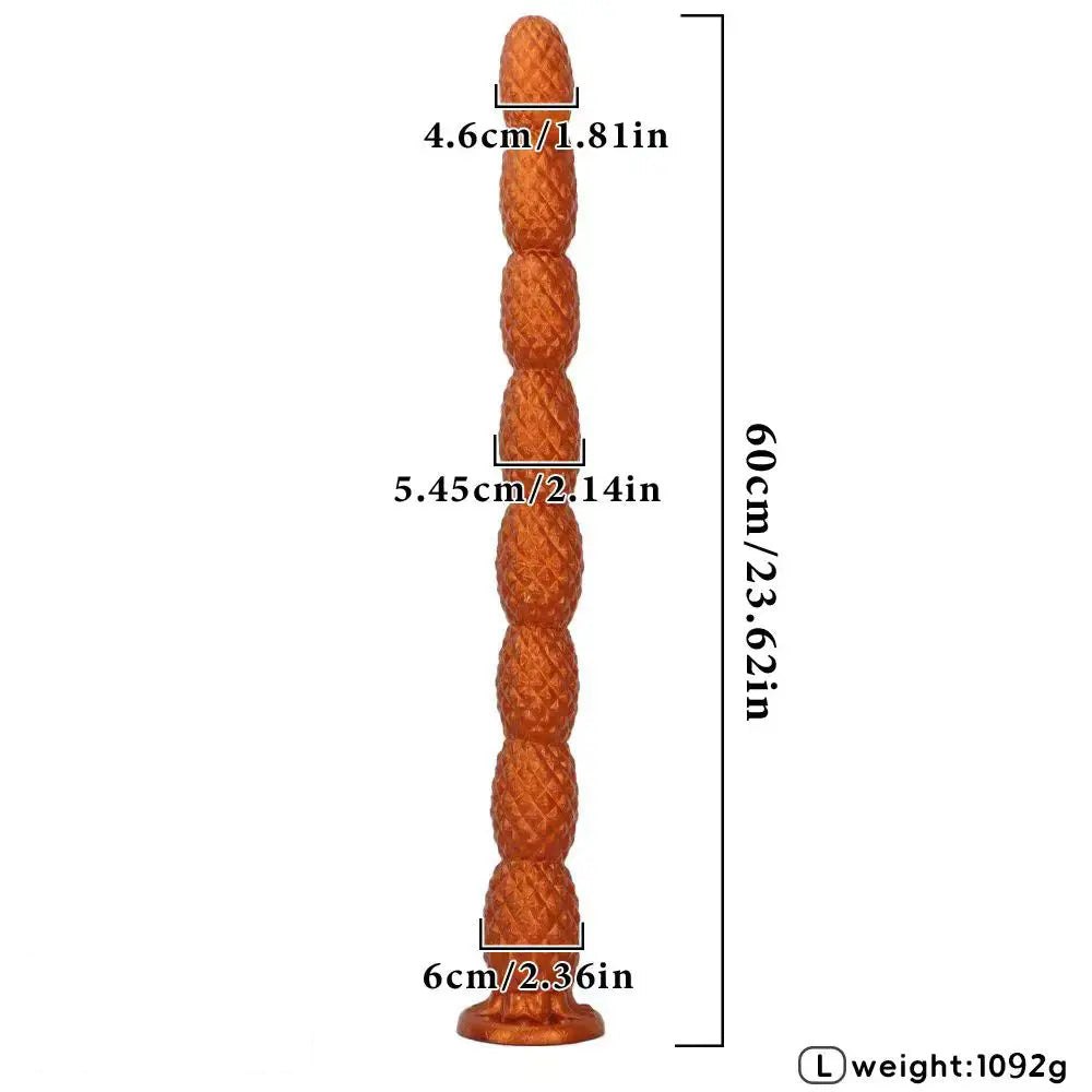 Gold graduated silicone anal beads chain