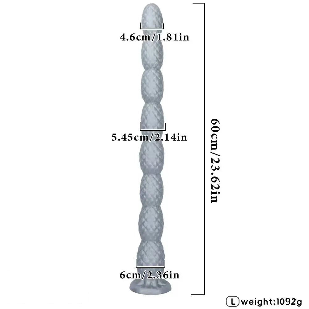 Silver graduated silicone anal beads chain