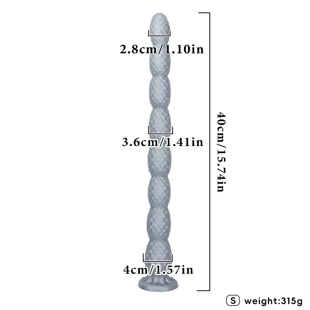 Silver graduated silicone anal beads chain