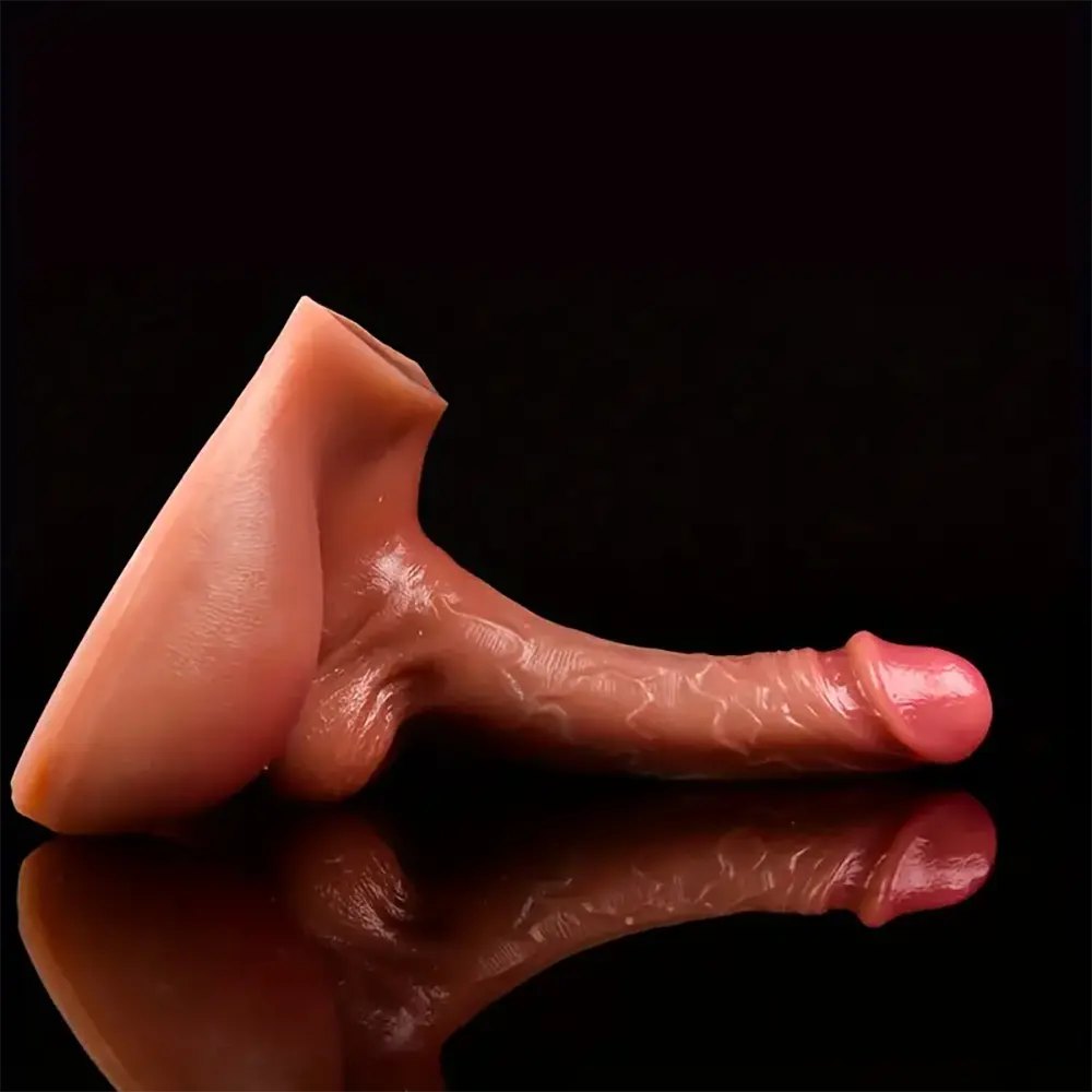 Flesh-toned silicone torso with attached dildo, photo 6