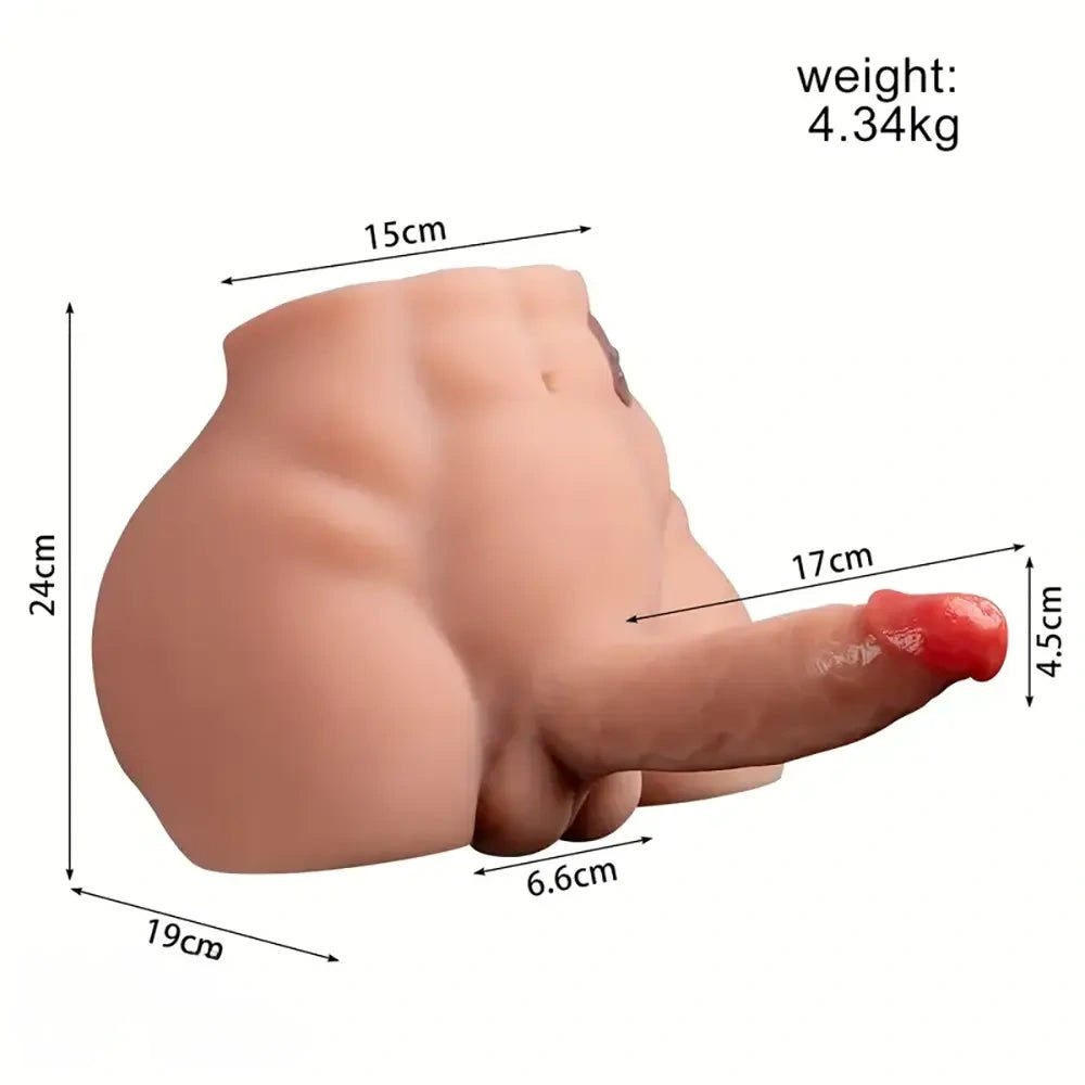 Flesh tone silicone hip torso with dildo, photo 2