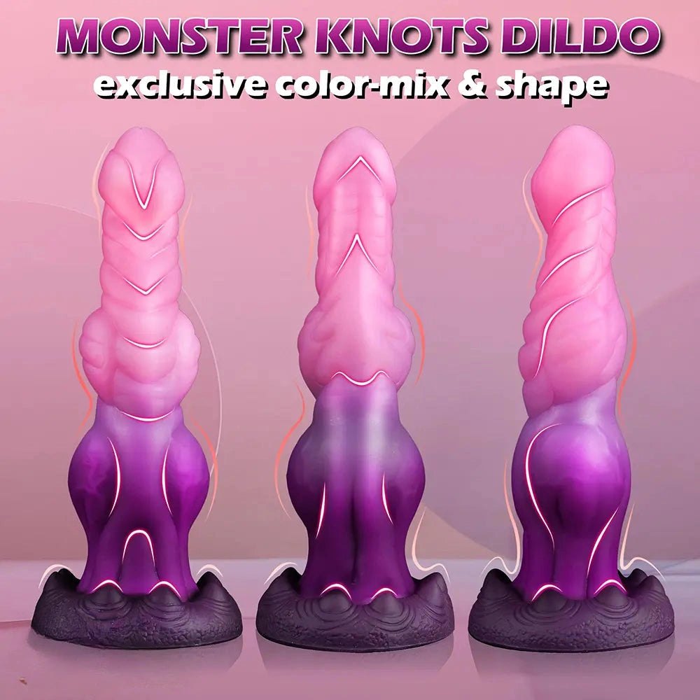 Swirled silicone knot monster dildo with suction cup base, photo 12