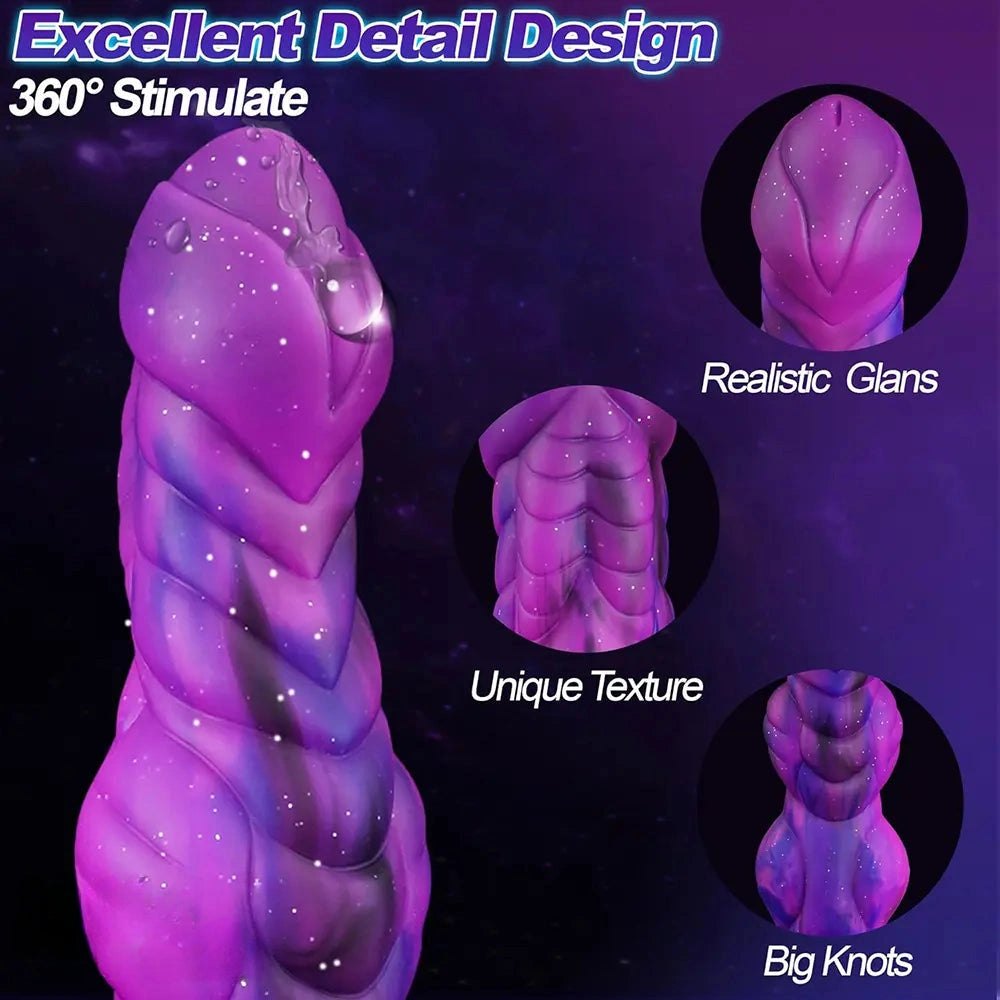 Swirled silicone knot monster dildo with suction cup base, photo 4