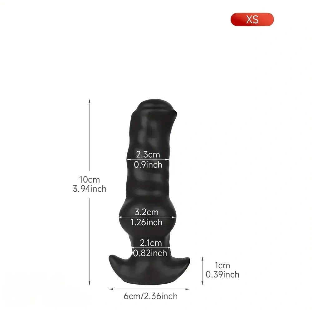 Black silicone knotted animal dildo