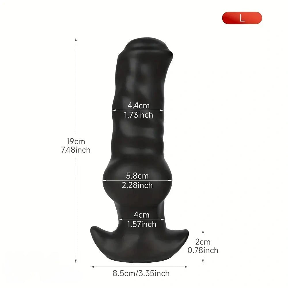 Black silicone knotted animal dildo