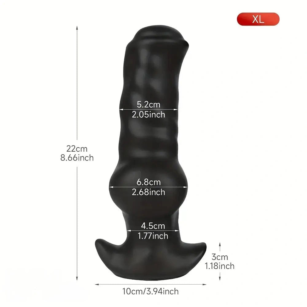 Black silicone knotted animal dildo