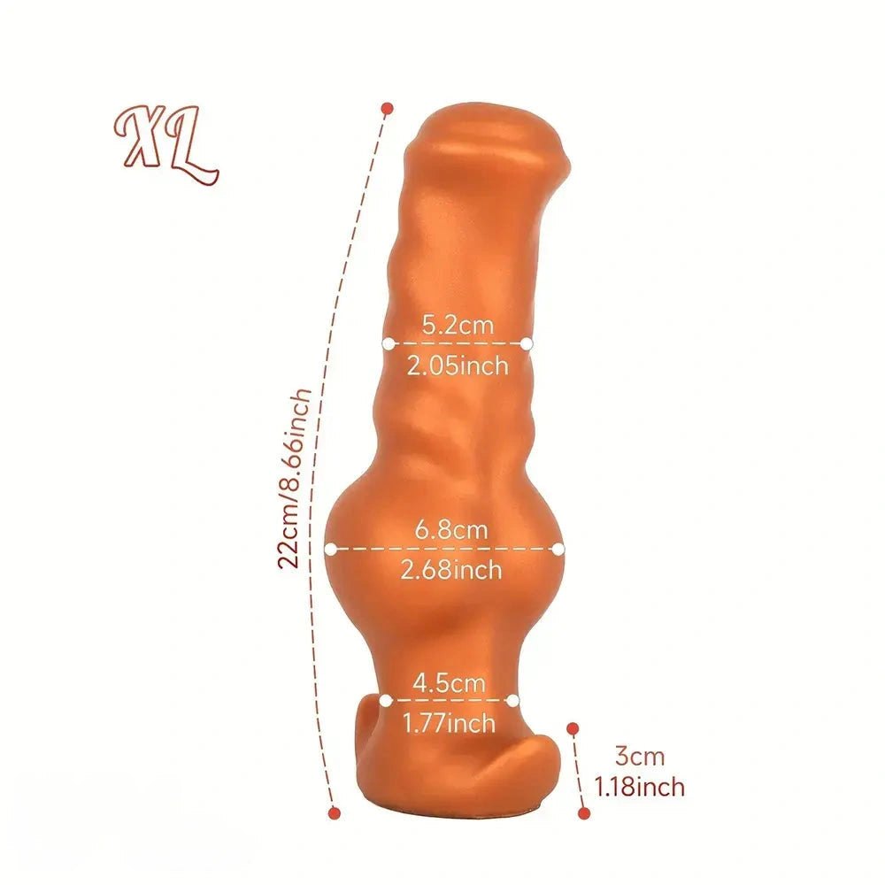 Gold silicone knotted animal dildo