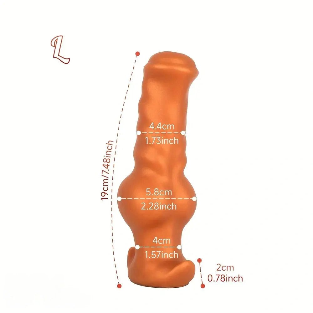 Gold silicone knotted animal dildo