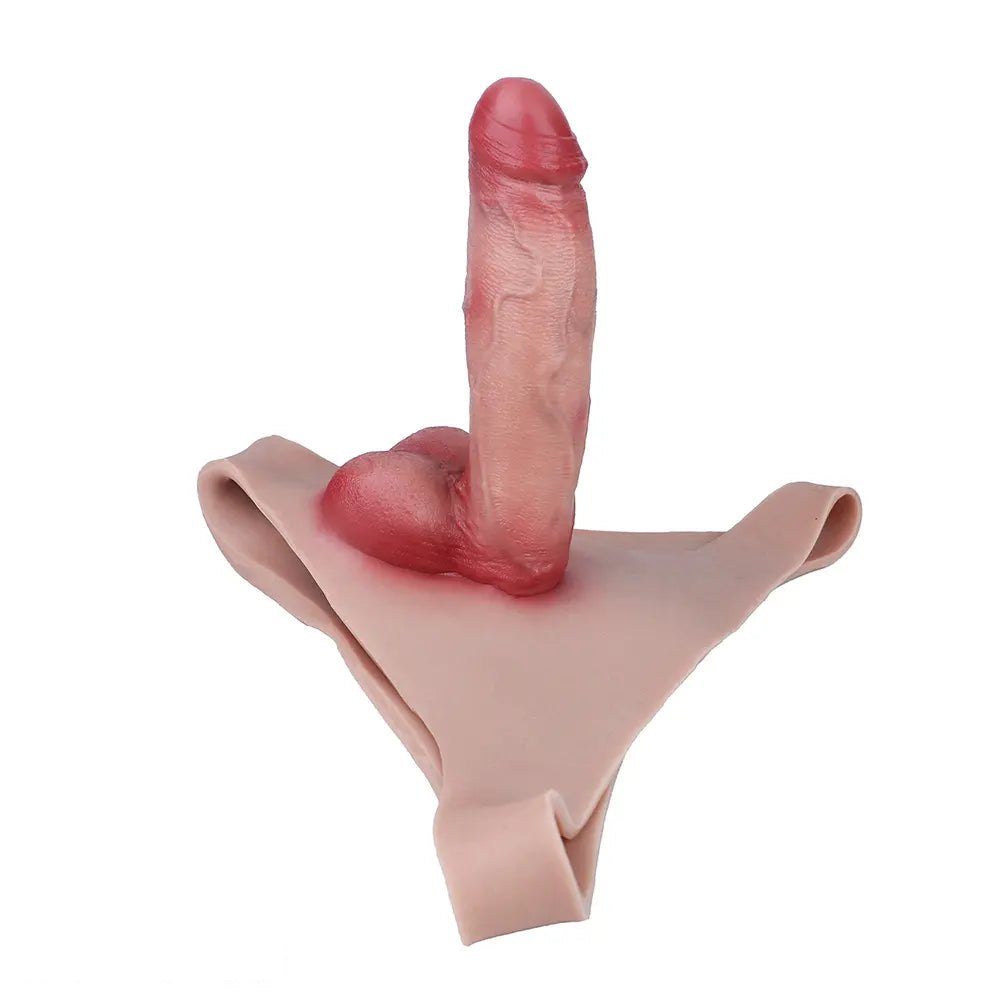 Flesh silicone panty harness with attached dildo, photo 1