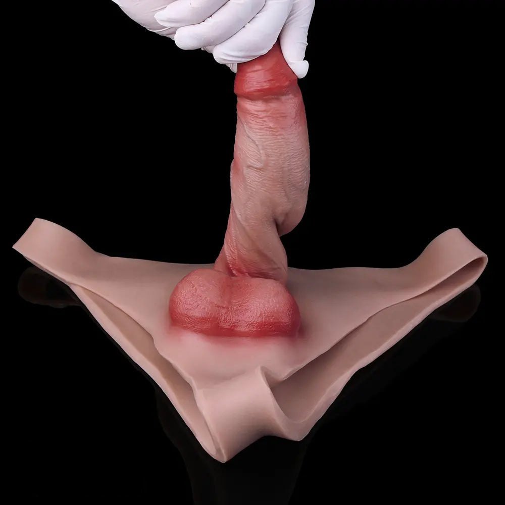 Flesh silicone panty harness with attached dildo, photo 5
