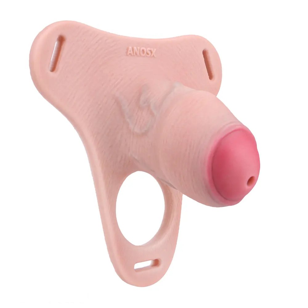 Flesh silicone penis sleeve with ring, photo 1