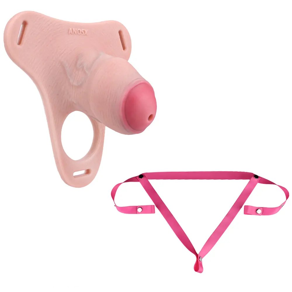 Flesh silicone penis sleeve with ring, photo 17