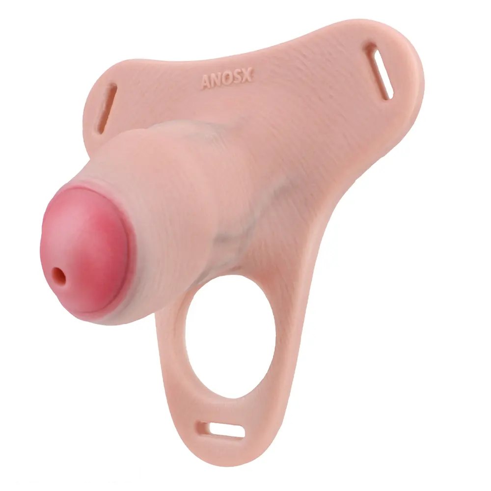 Flesh silicone penis sleeve with ring, photo 2