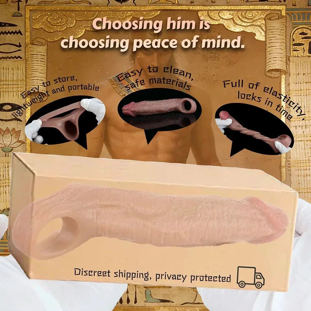Flesh tone silicone penis extender sleeve, photo 5
