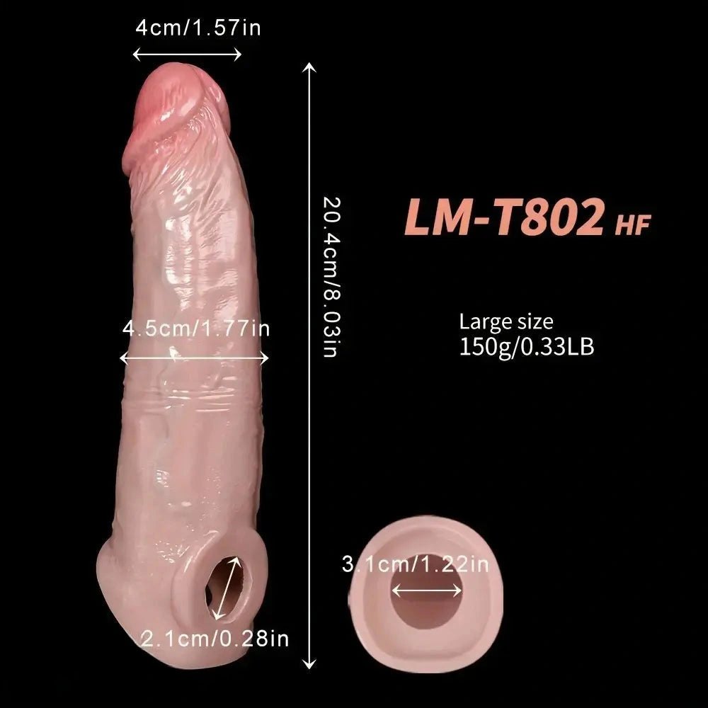 Flesh-toned silicone penis extension sleeve, photo 8