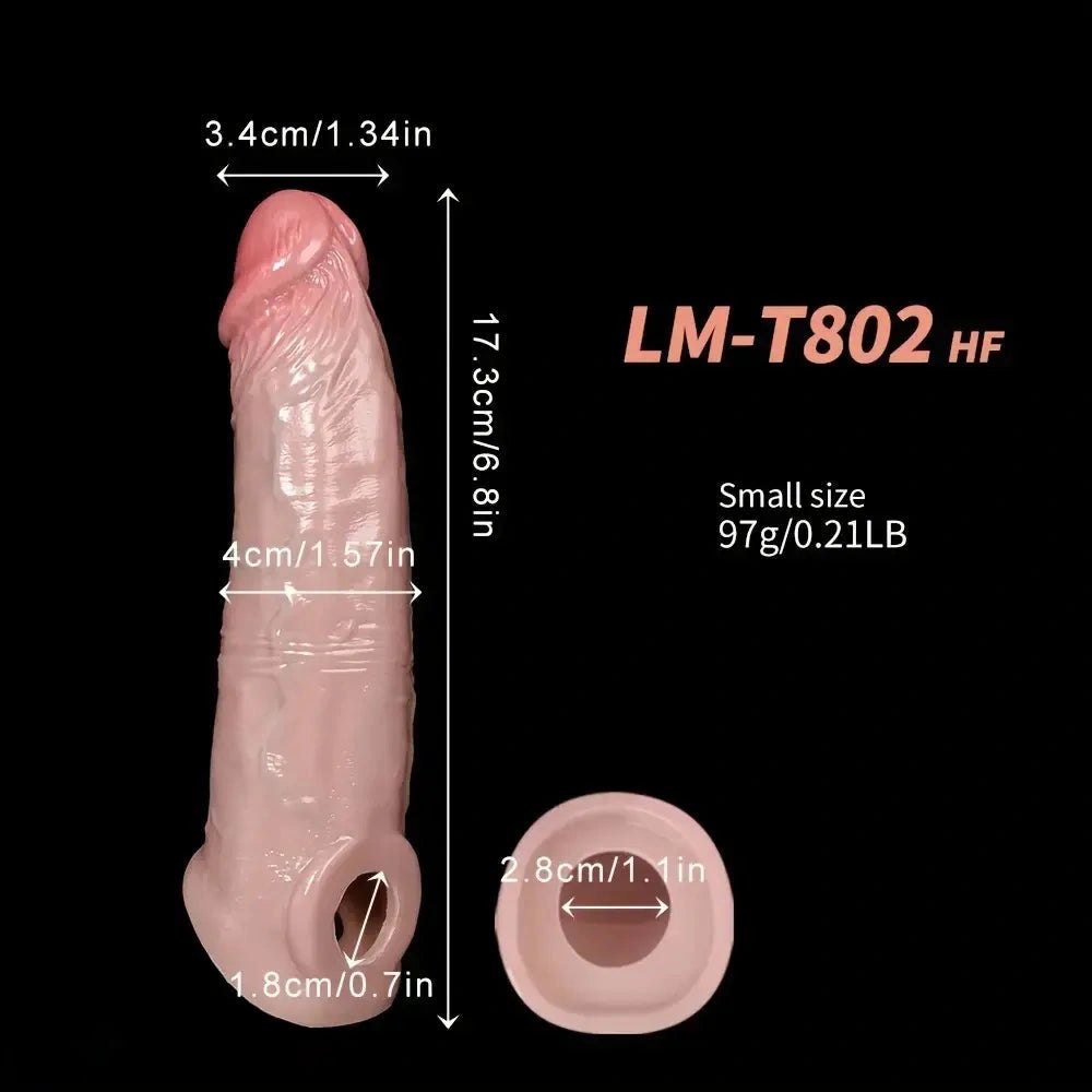 Flesh-toned silicone penis extension sleeve, photo 9