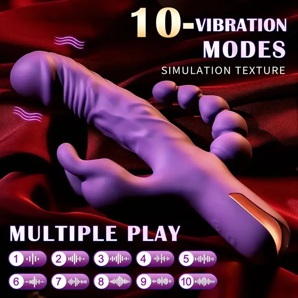 Silicone rabbit vibrator with clitoral arm, photo 2