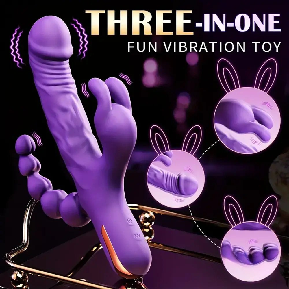 Silicone rabbit vibrator with clitoral arm, photo 5