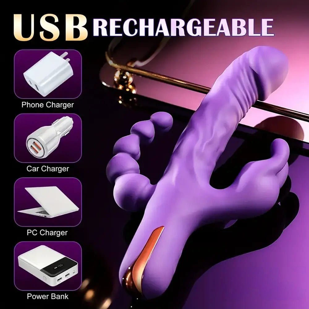Silicone rabbit vibrator with clitoral arm, photo 6