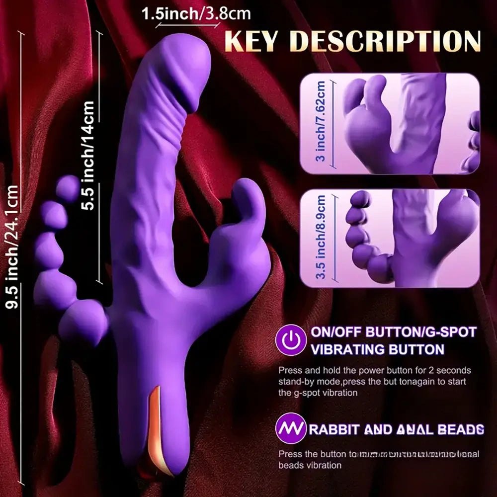 Silicone rabbit vibrator with clitoral arm, photo 7