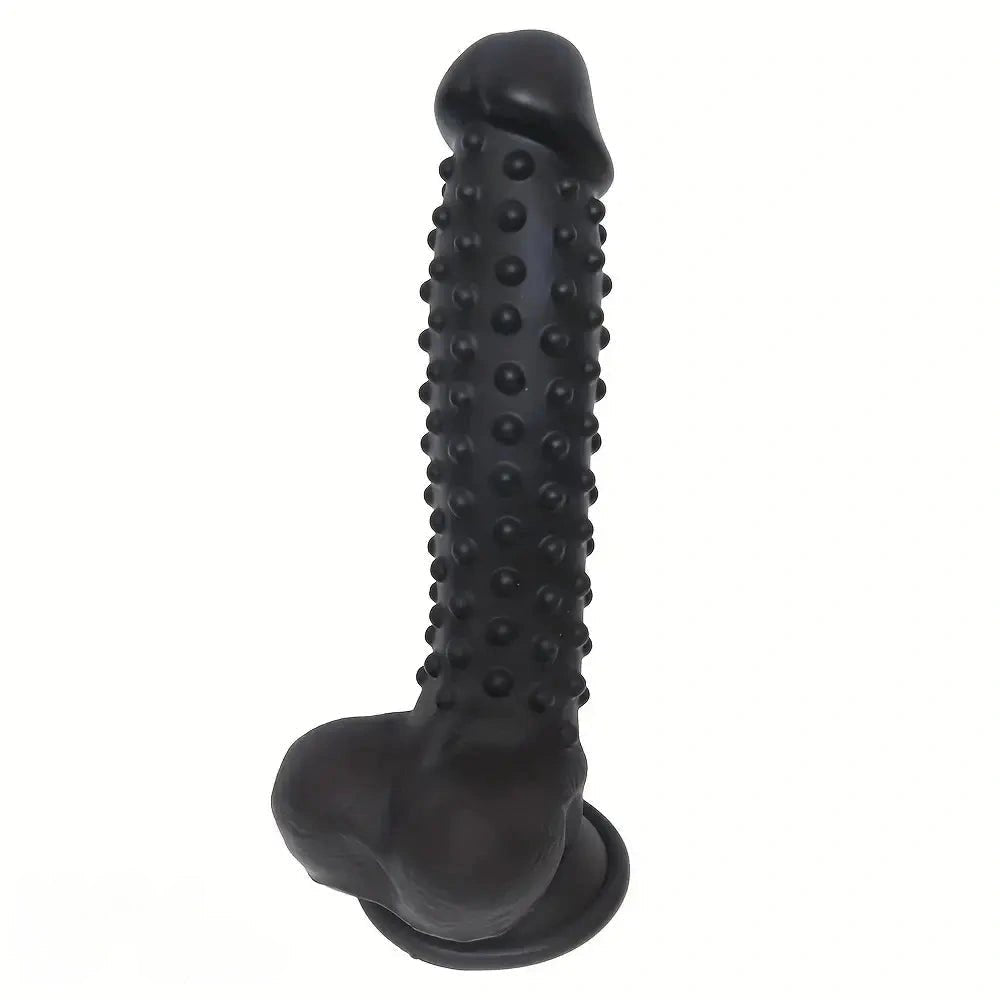 Black textured silicone realistic massager dildo