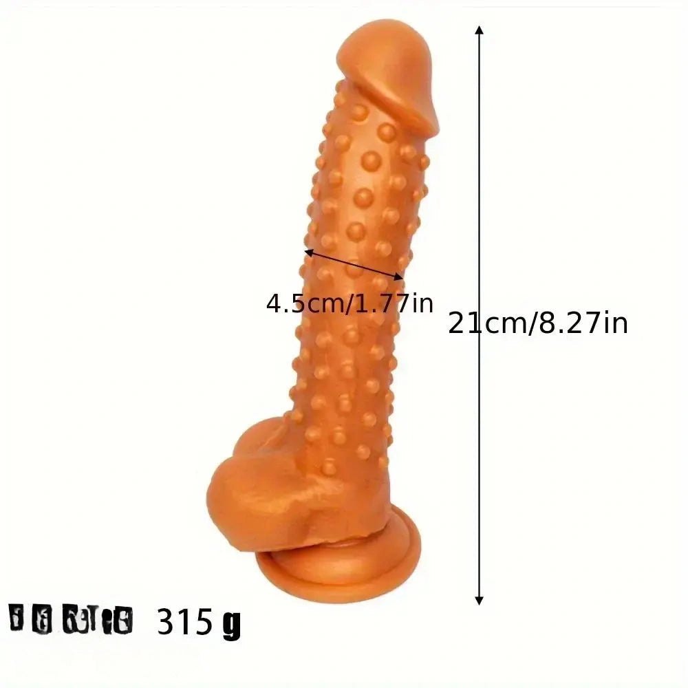 Gold textured silicone realistic massager dildo