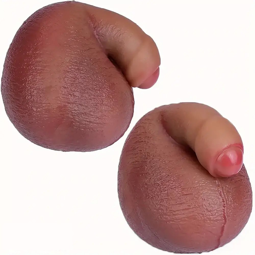 Brown silicone scrotum ball toy, photo 1