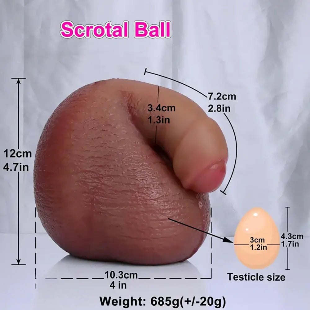 Brown silicone scrotum ball toy, photo 3