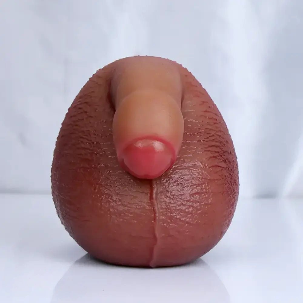 Brown silicone scrotum ball toy, photo 4