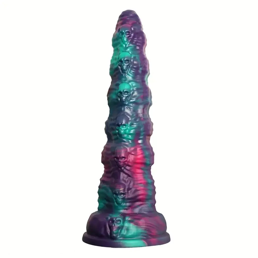 Mixed color marbled skull textured fantasy dildo, photo 1