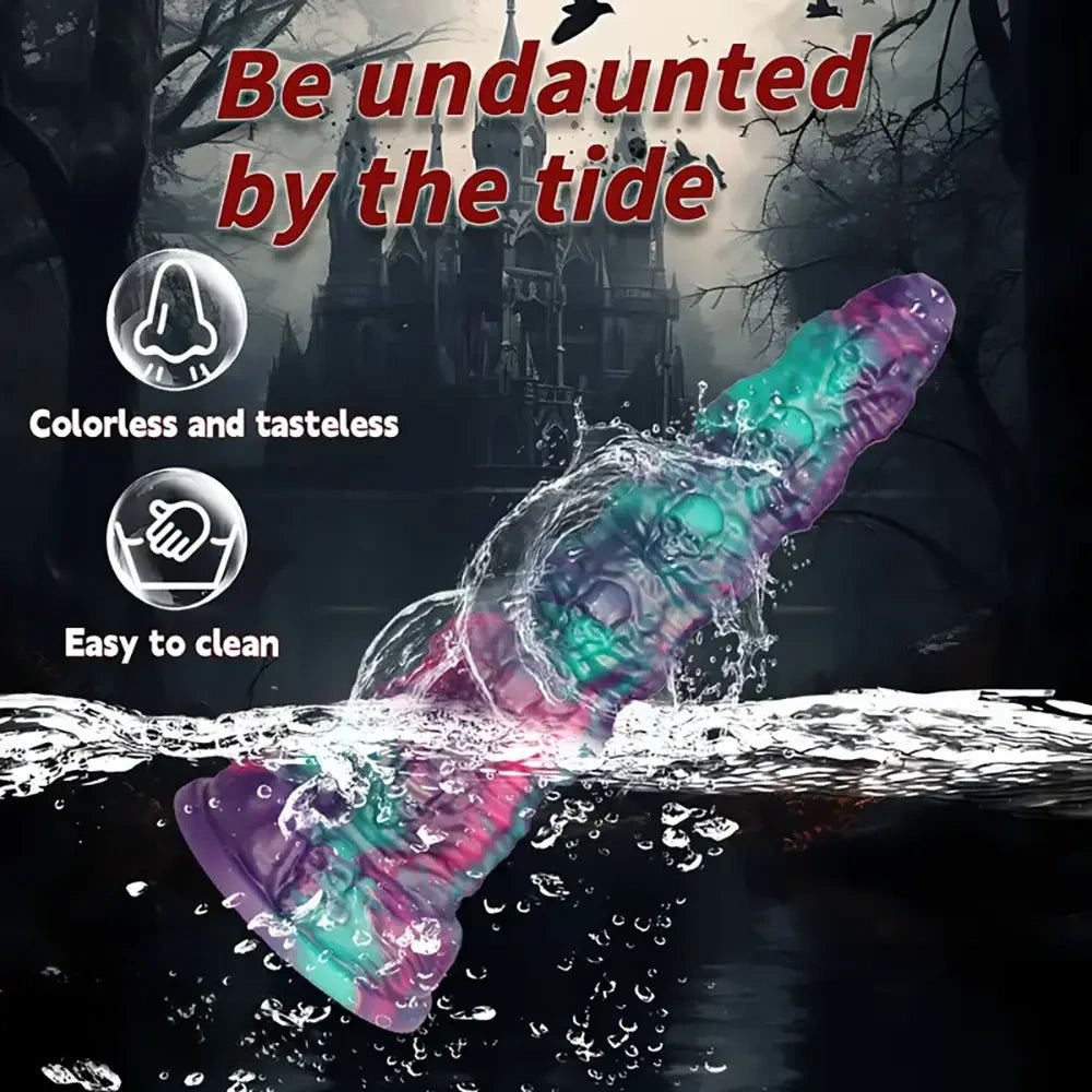 Mixed color marbled skull textured fantasy dildo, photo 5