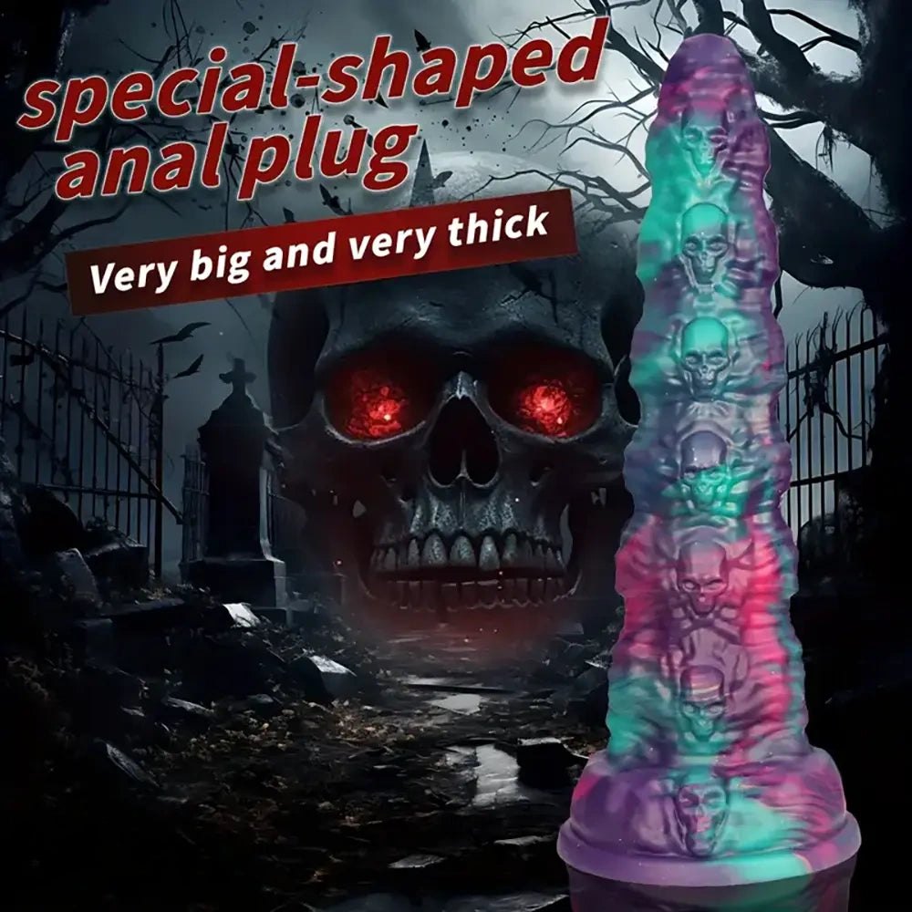 Mixed color marbled skull textured fantasy dildo, photo 6