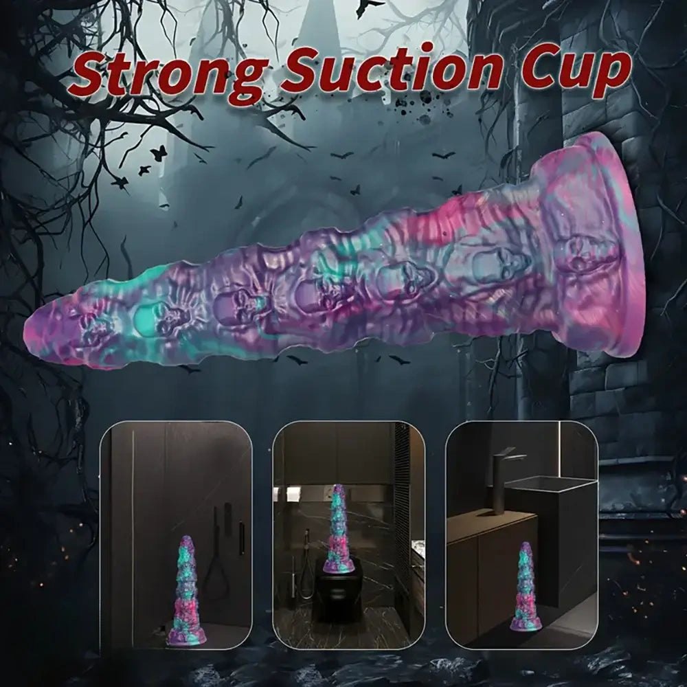 Mixed color marbled skull textured fantasy dildo, photo 7