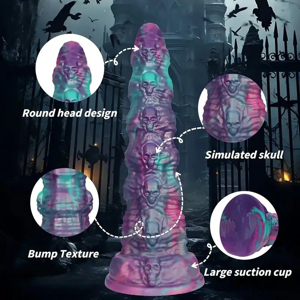 Mixed color marbled skull textured fantasy dildo, photo 9