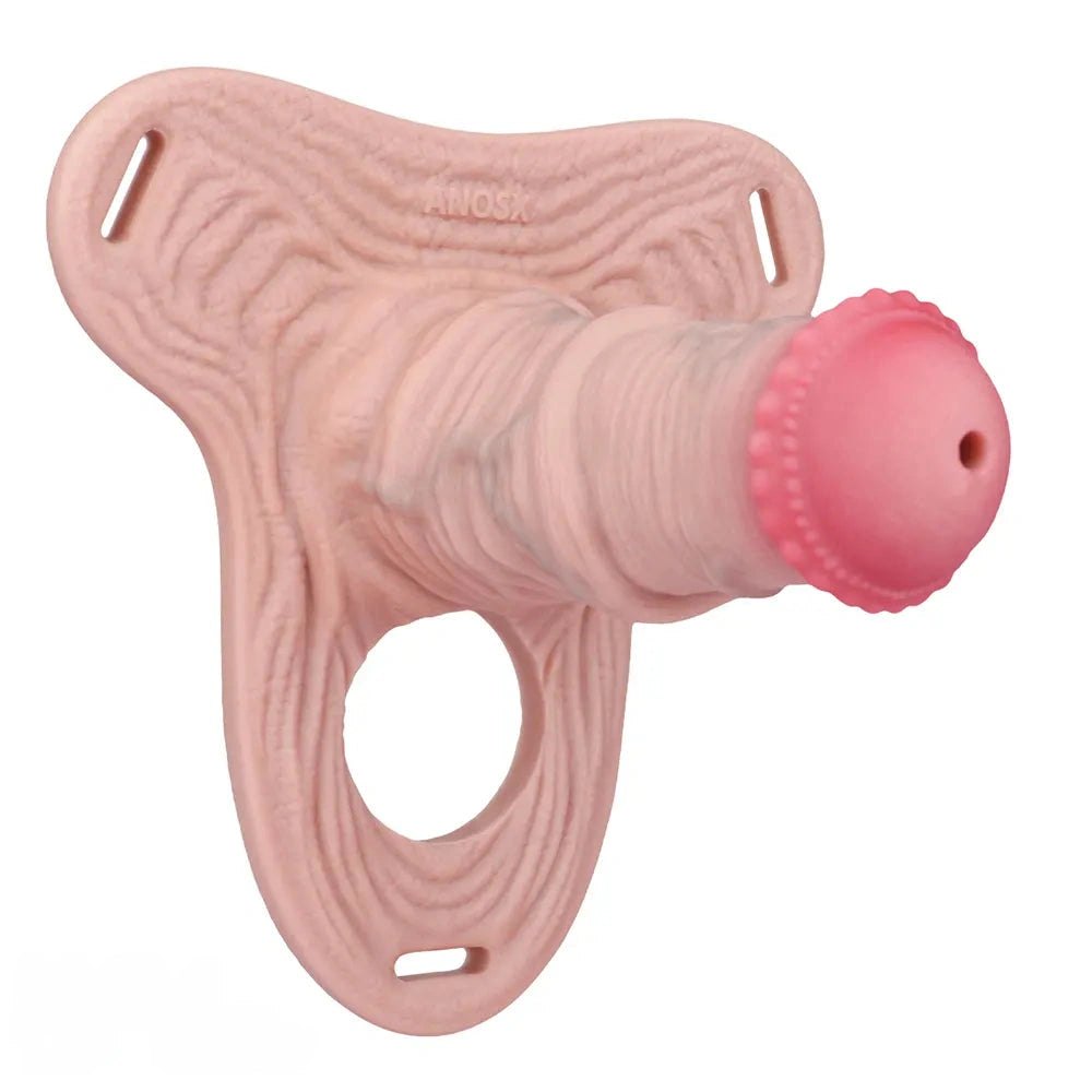 Silicone strap-on dildo sleeve with belt set, photo 1