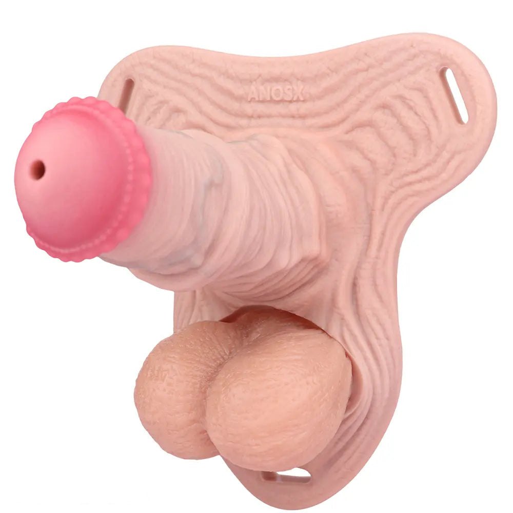 Silicone strap-on dildo sleeve with belt set, photo 12