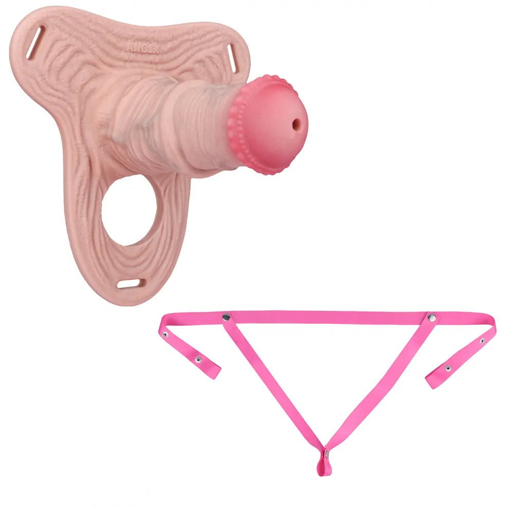 Silicone strap-on dildo sleeve with belt set, photo 17