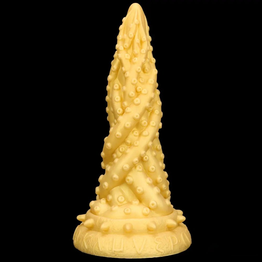 Gold spiked cone fantasy dildo, photo 1