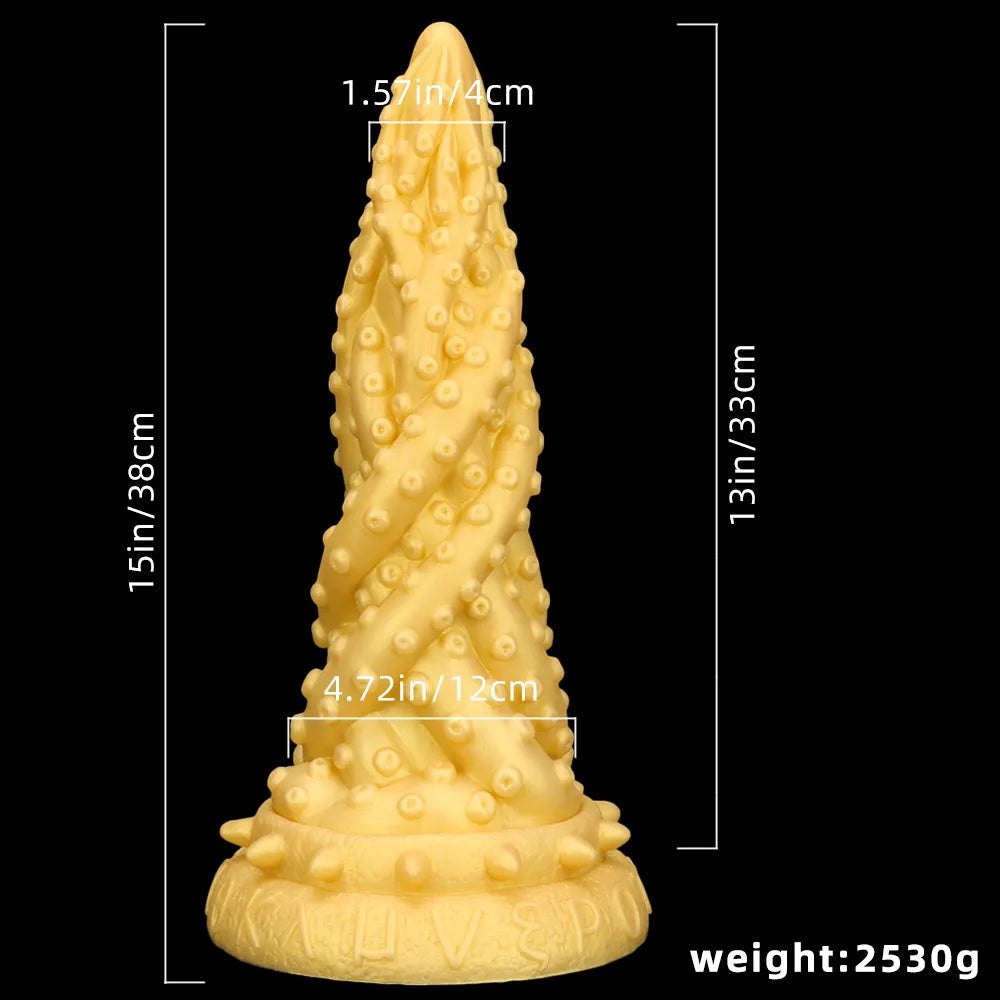 Gold spiked cone fantasy dildo, photo 14