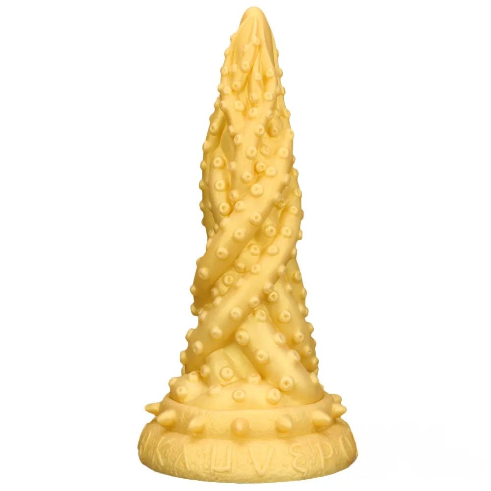 Gold spiked cone fantasy dildo, photo 2