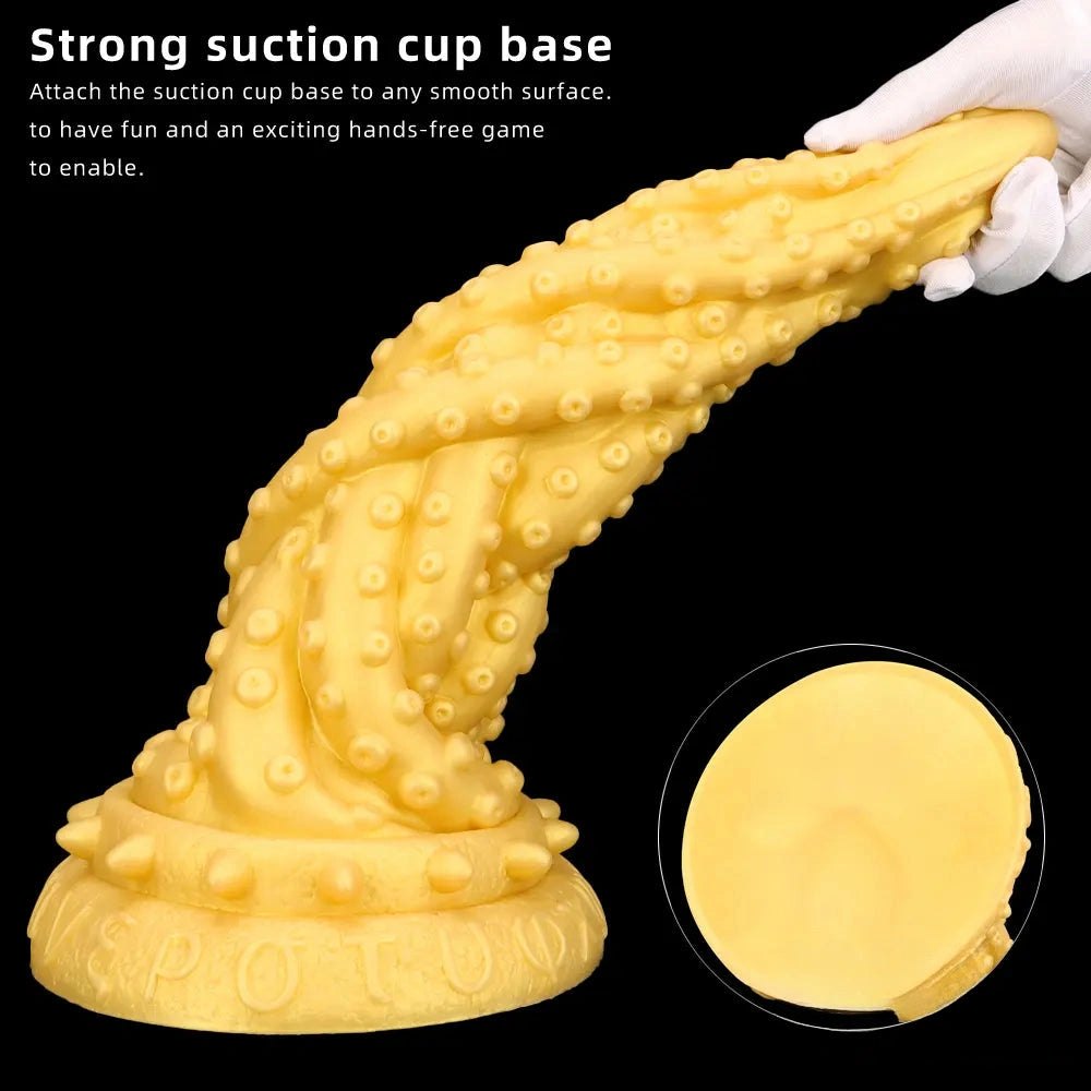 Gold spiked cone fantasy dildo, photo 5