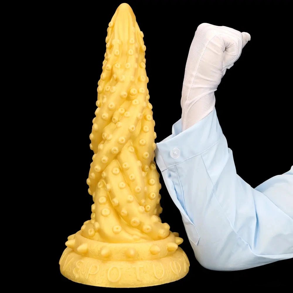 Gold spiked cone fantasy dildo, photo 9