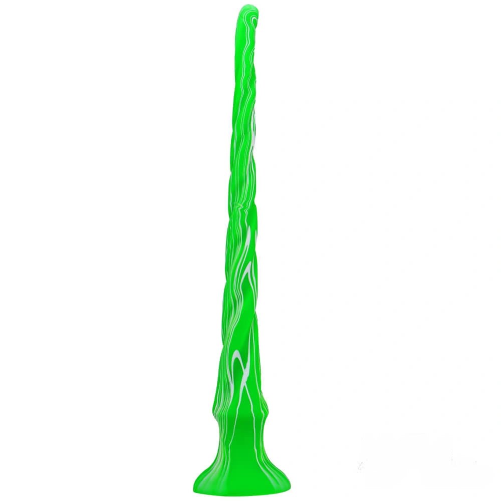 Green spiral silicone suction cup dildo
