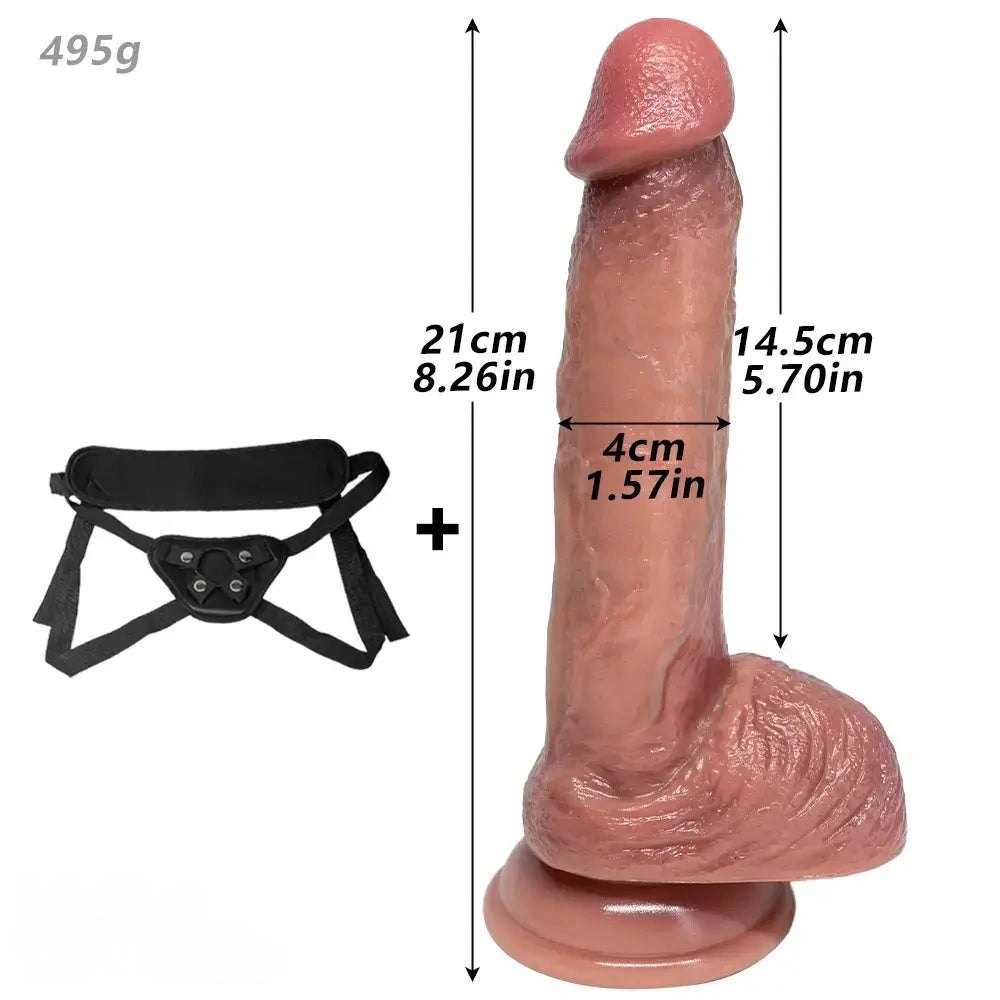 Flesh-tone silicone strap-on dildo, photo 16
