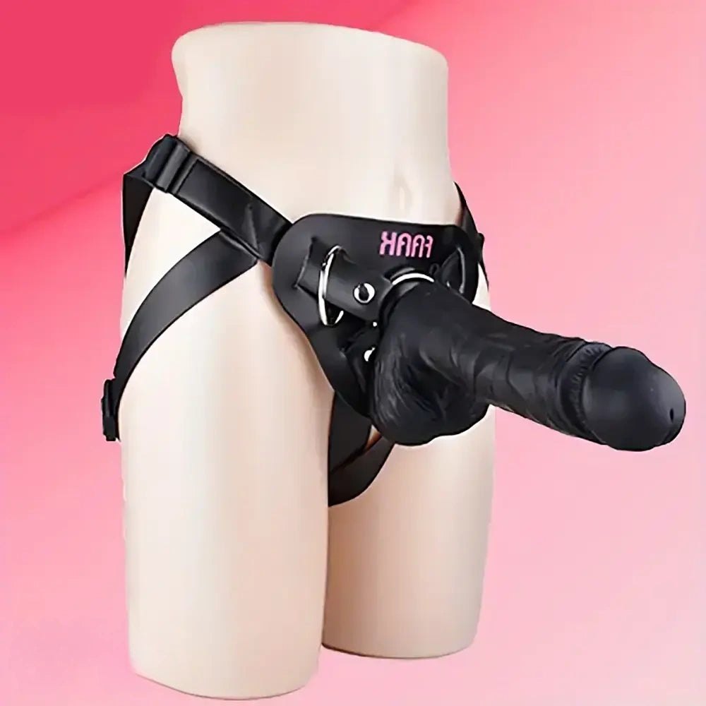 Silicone strap-on dildo with adjustable harness, photo 1