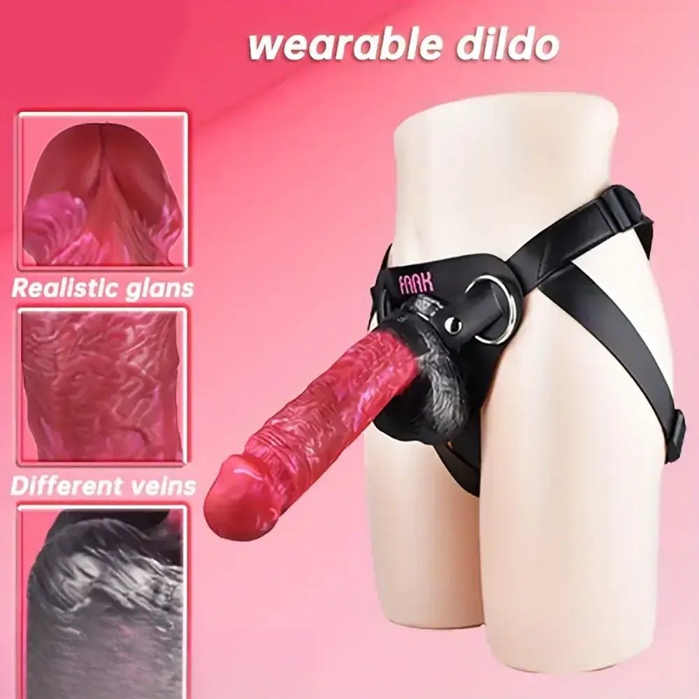 Silicone strap-on dildo with adjustable harness, photo 4